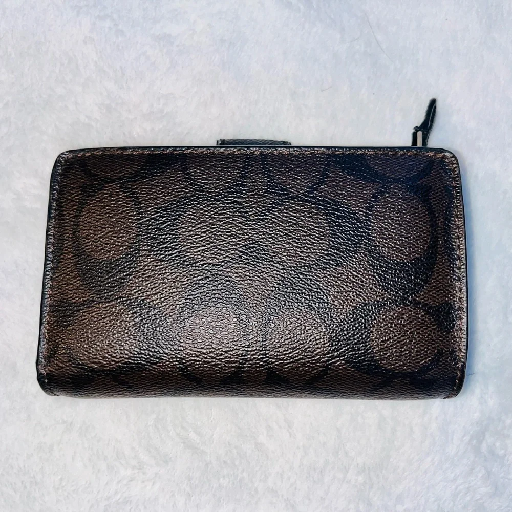 Coach Black and Brown Leather logo Wallet - Picture 3 of 11